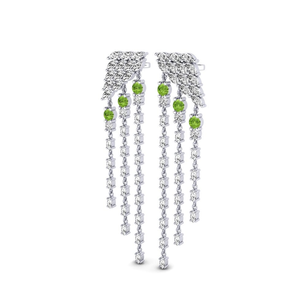 Oro Bianco 375 Peridoto Orecchino da donna Raggiante