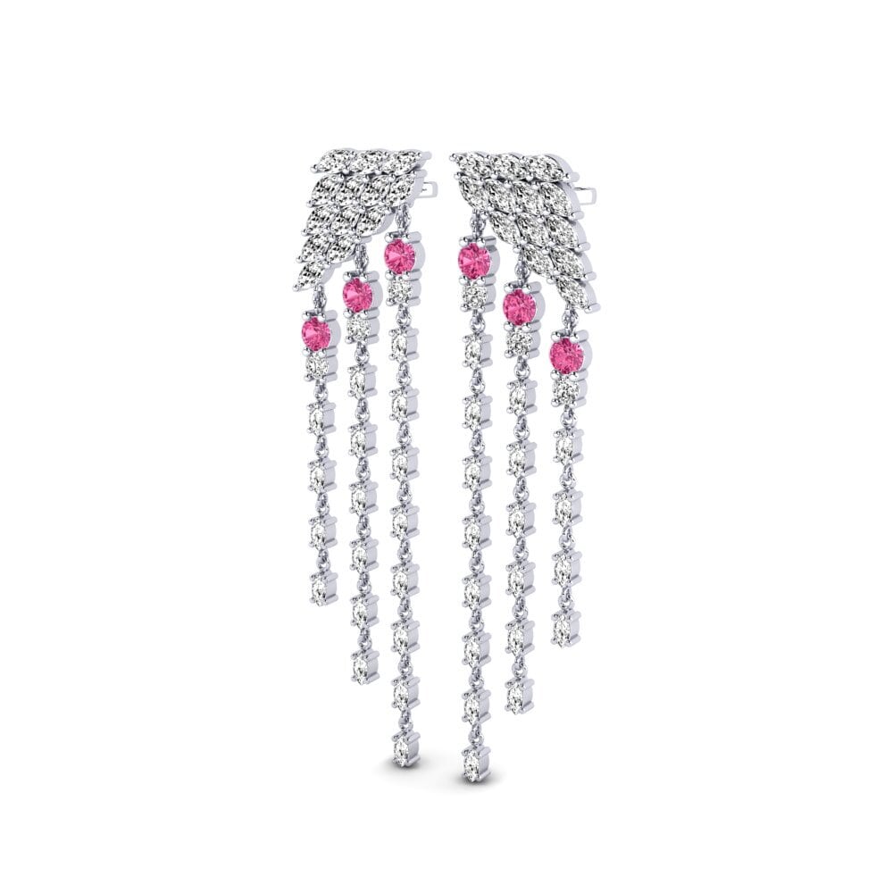 Platino 950 Turmalina rosa Pendiente de mujer Raggiante