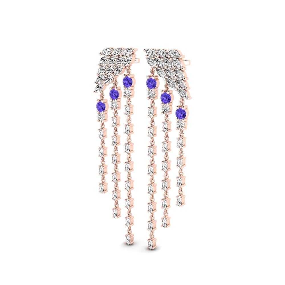 18k Oro Rosa Tanzanita Pendiente de mujer Raggiante