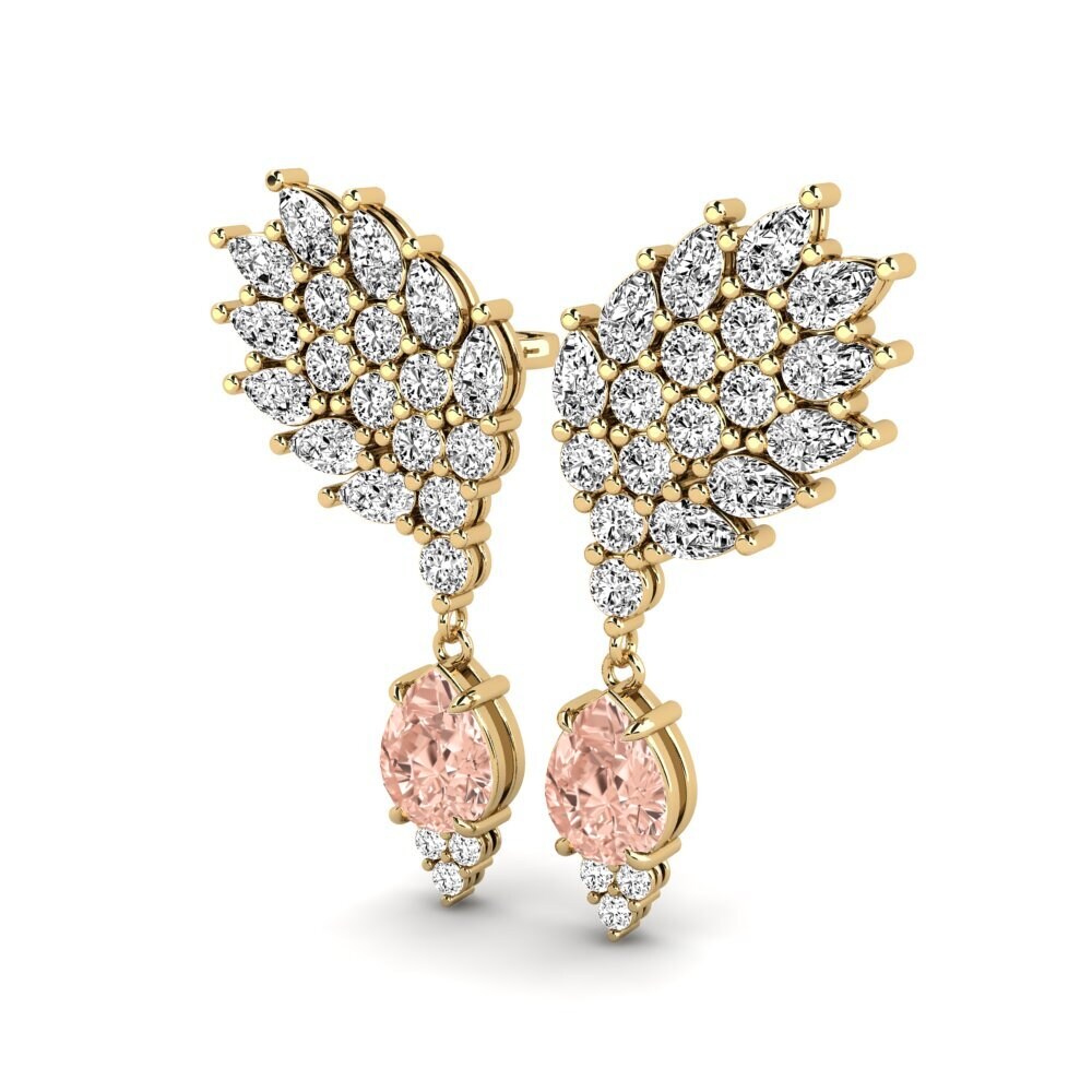 14k Oro Amarillo Morganita Pendiente de mujer Reluciente