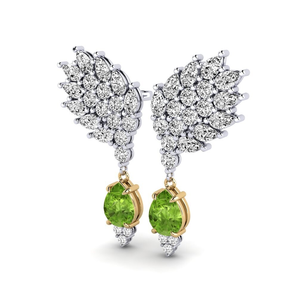9ct White & Yellow Gold Peridot Women's Earring Reluciente