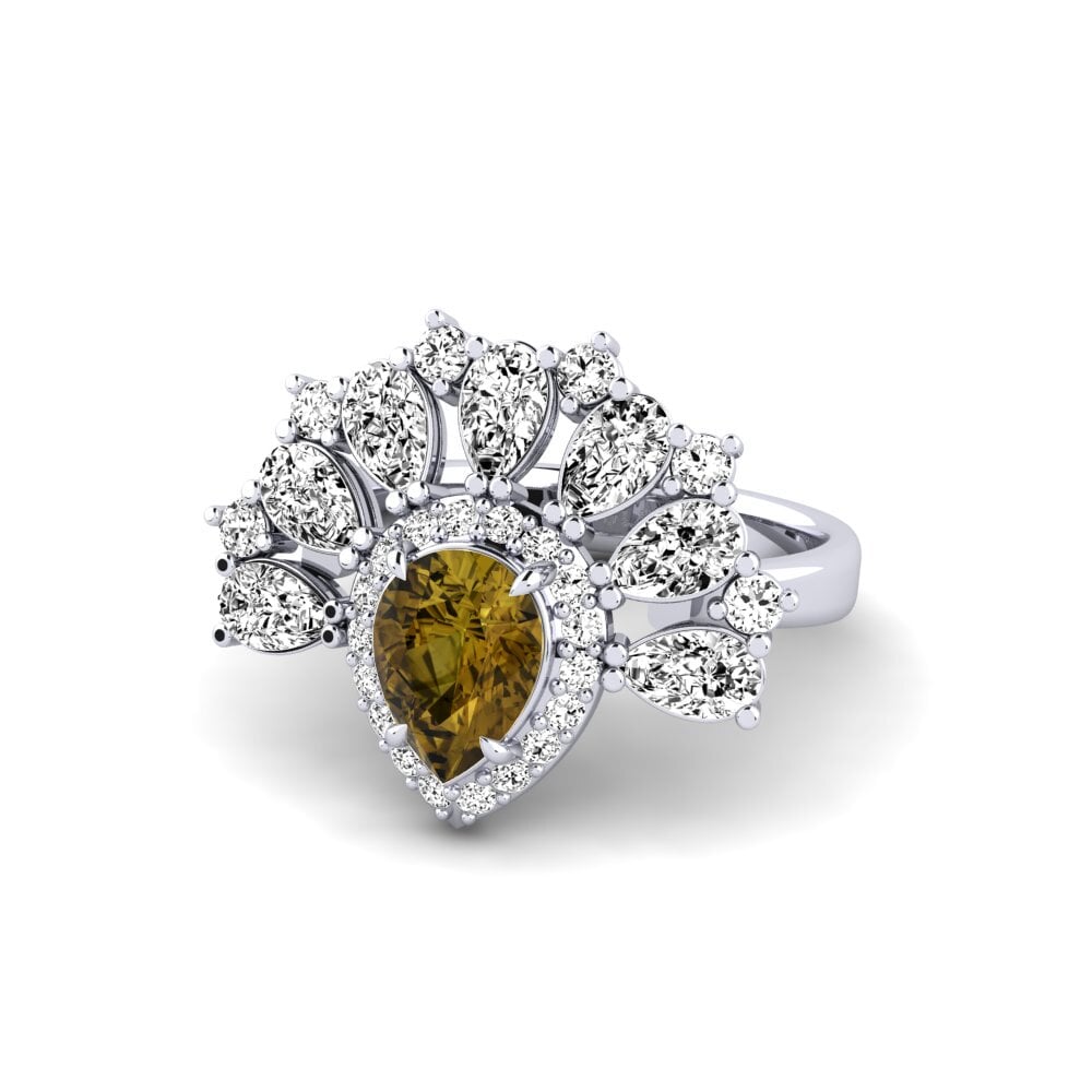 950 Platinum Brown Zircon Ring Reluzente