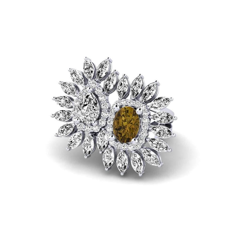 950 Platinum Brown Zircon Ring Rivoni