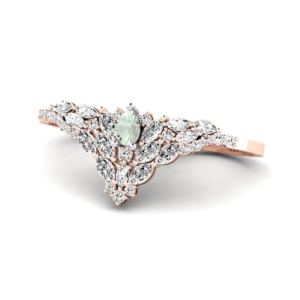 14ct Rose & White Gold Green Amethyst Ring Scintilla