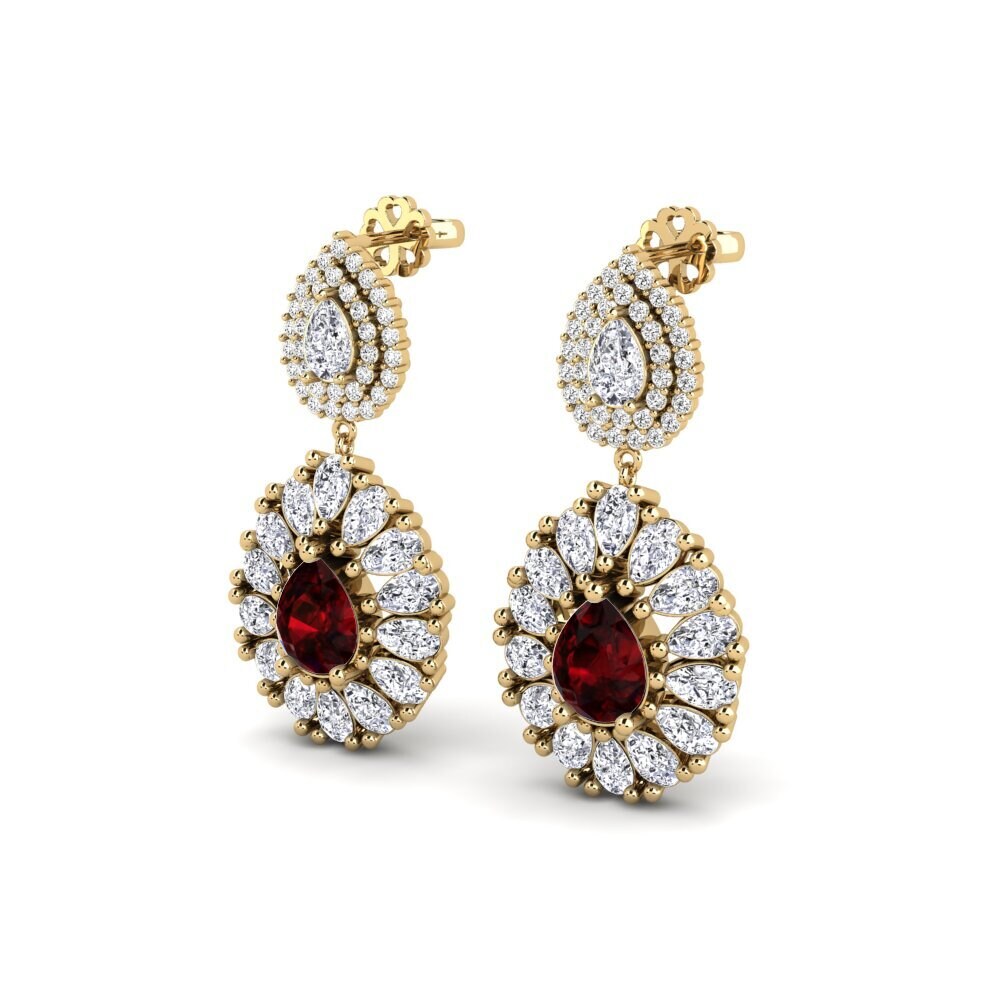 14k Oro Amarillo Granate Pendiente de mujer Silaw