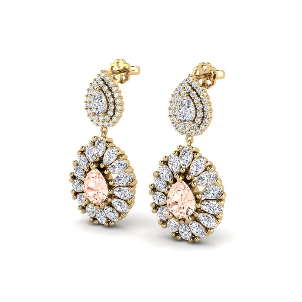 14k Oro Amarillo Morganita Pendiente de mujer Silaw