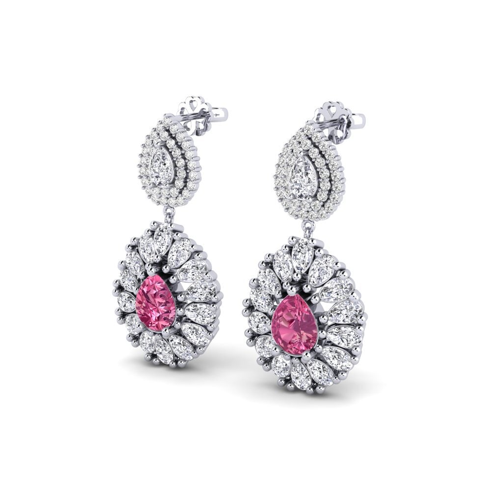 Platino 950 Turmalina rosa Pendiente de mujer Silaw