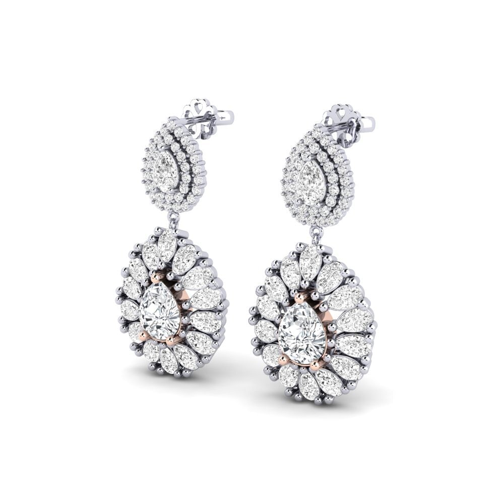 9k Oro Blanco & Rosa Circón Blanco Pendiente de mujer Silaw