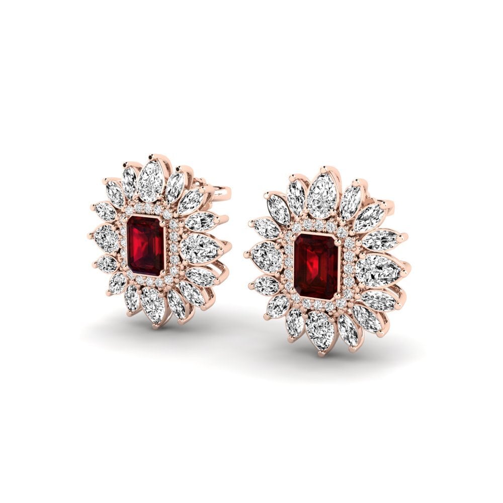 18k Oro Rosa Granate Pendiente de mujer Solas