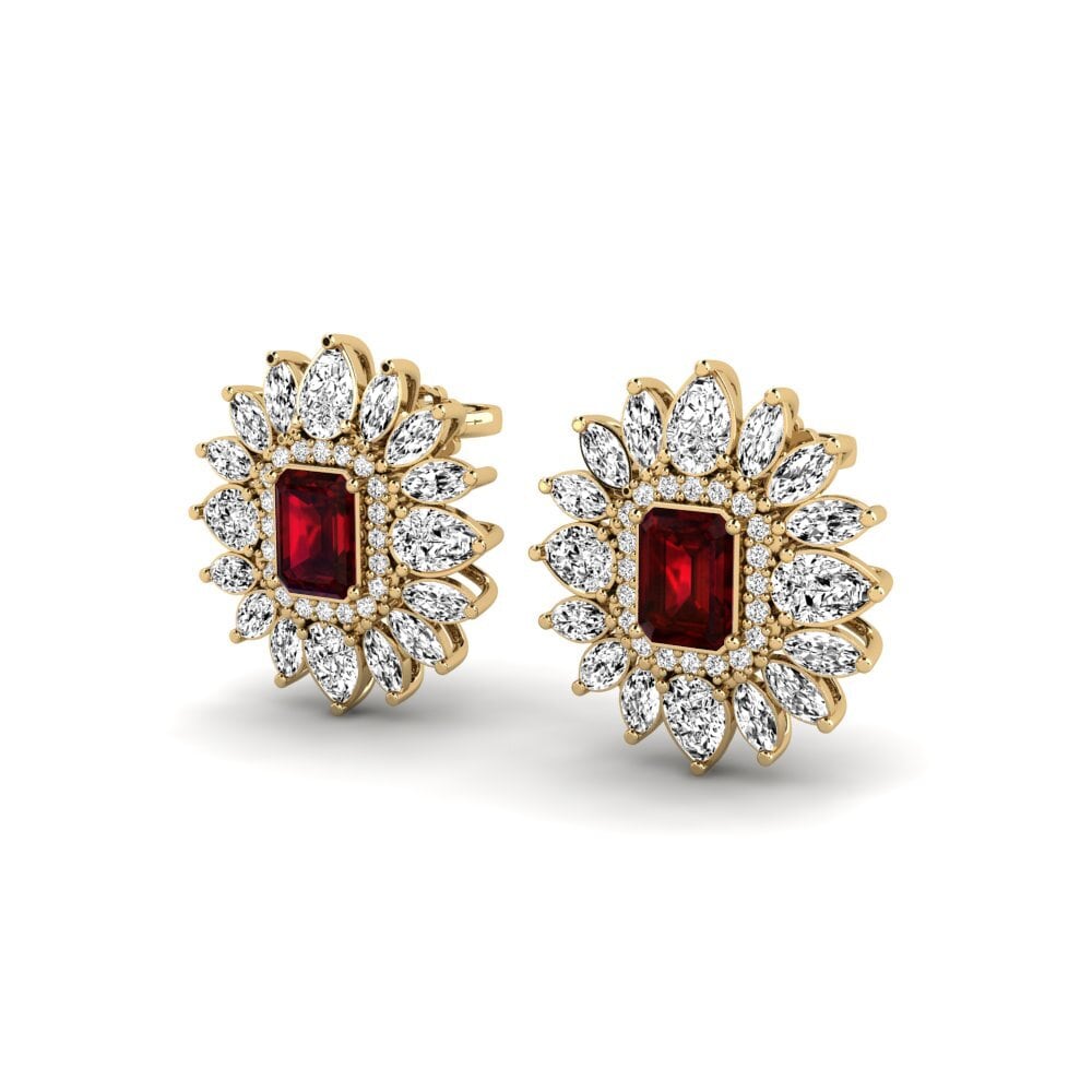 14k Oro Amarillo Granate Pendiente de mujer Solas