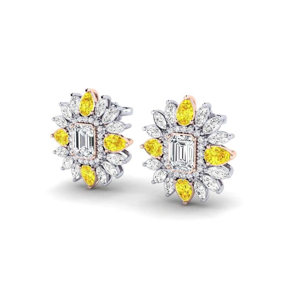 9k Oro Blanco & Rosa Circón Blanco Pendiente de mujer Solas
