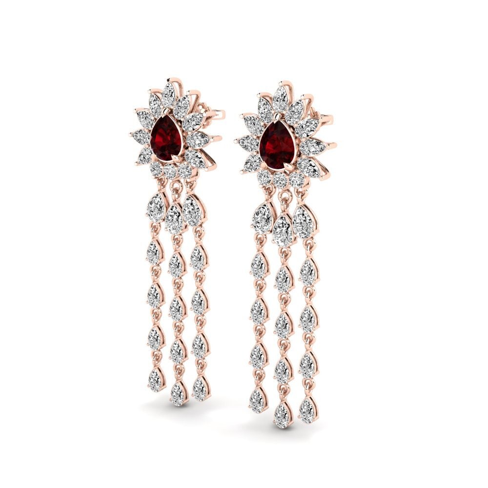18k Oro Rosa Granate Pendiente de mujer Spindintis