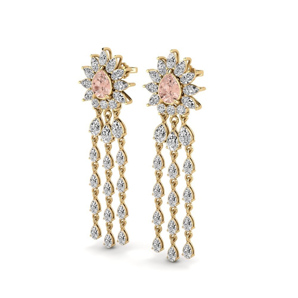 14k Oro Amarillo Morganita Pendiente de mujer Spindintis