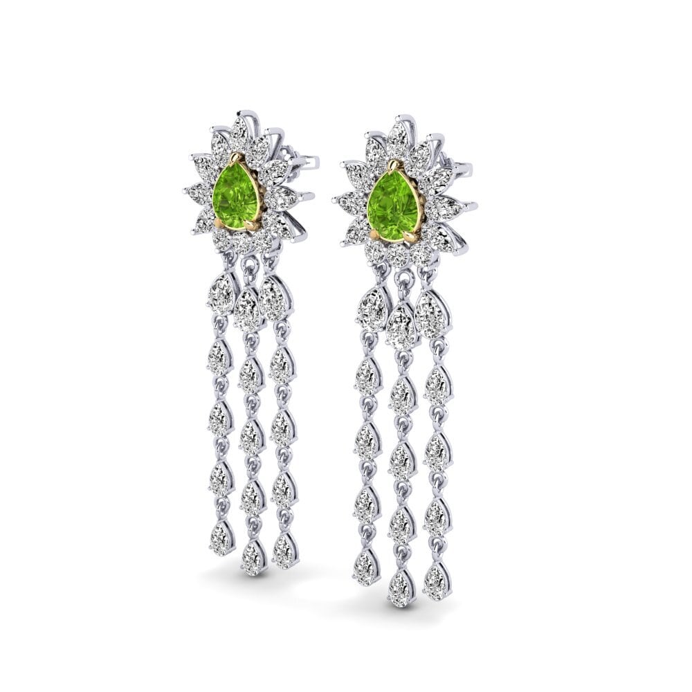 9ct White & Yellow Gold Peridot Women's Earring Spindintis
