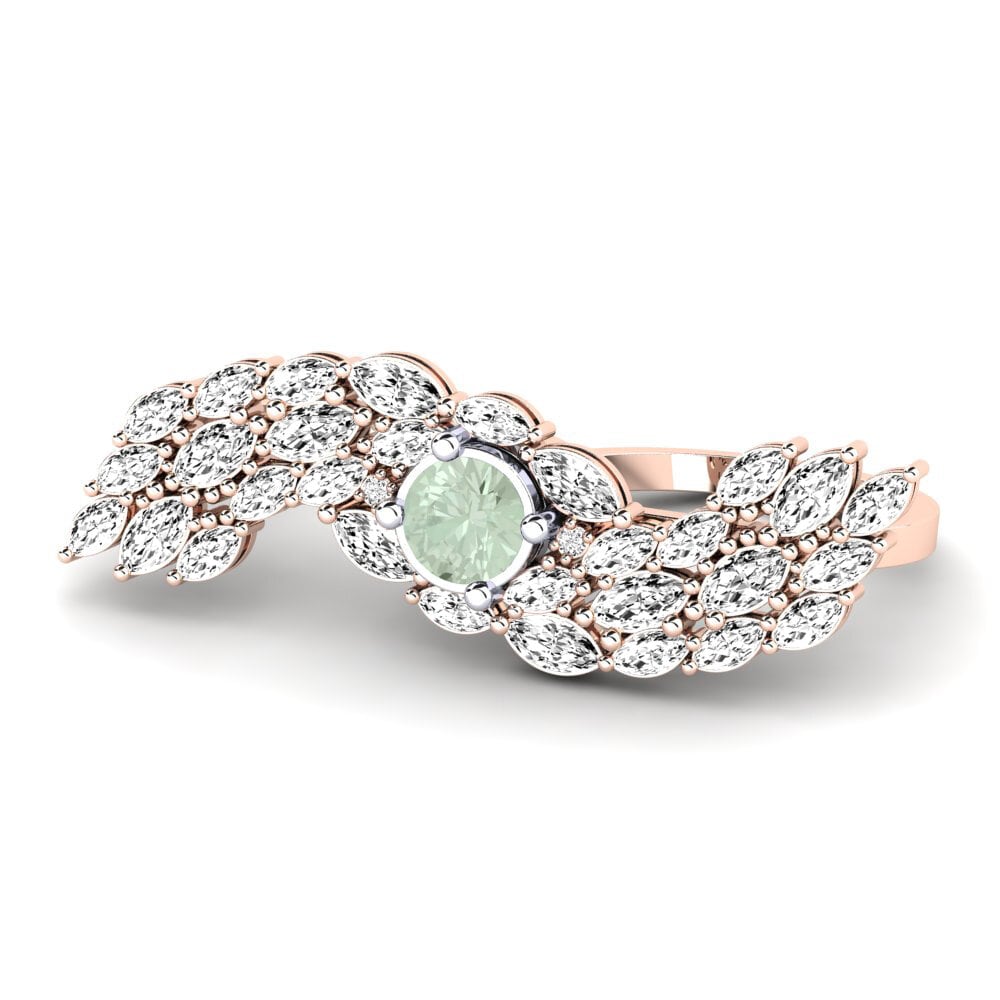 14ct Rose & White Gold Green Amethyst Ring Spuma
