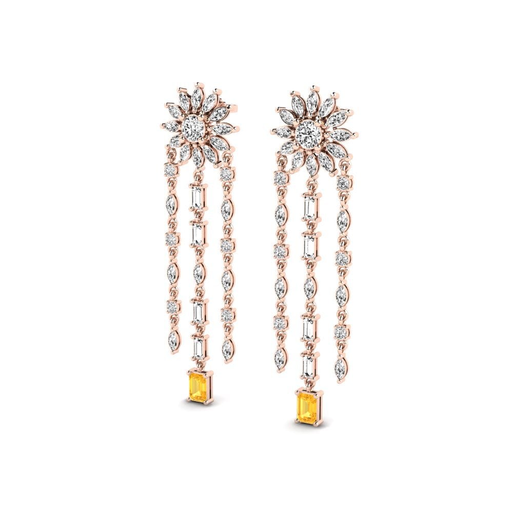 18k Oro Rosa Citrino Pendiente de mujer Tulva