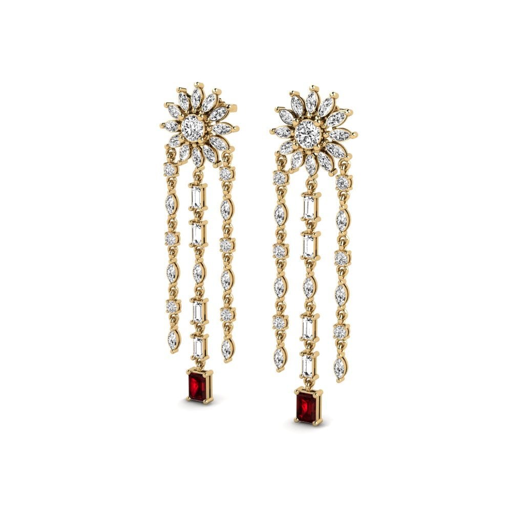 14k Oro Amarillo Granate Pendiente de mujer Tulva