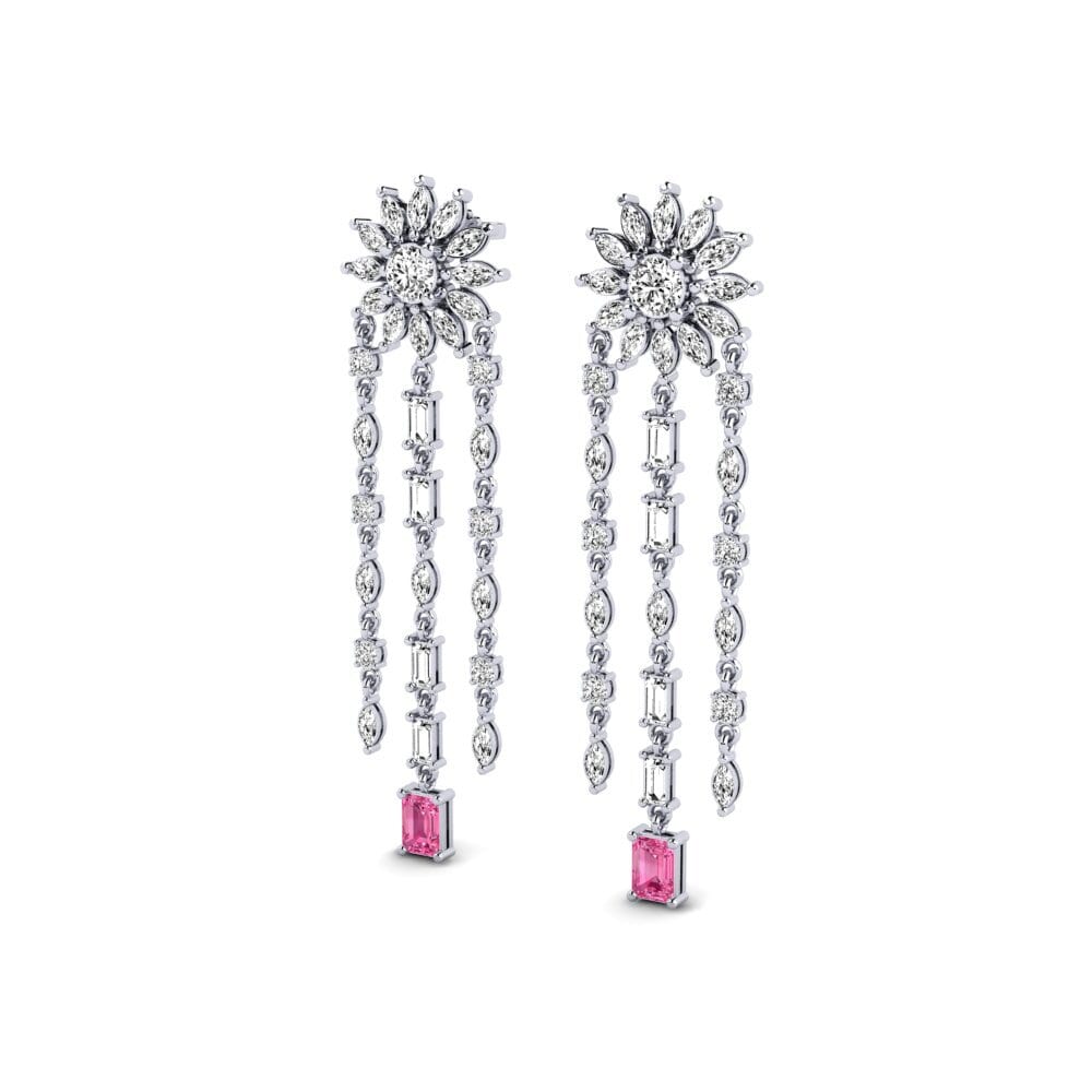 Platino 950 Turmalina rosa Pendiente de mujer Tulva