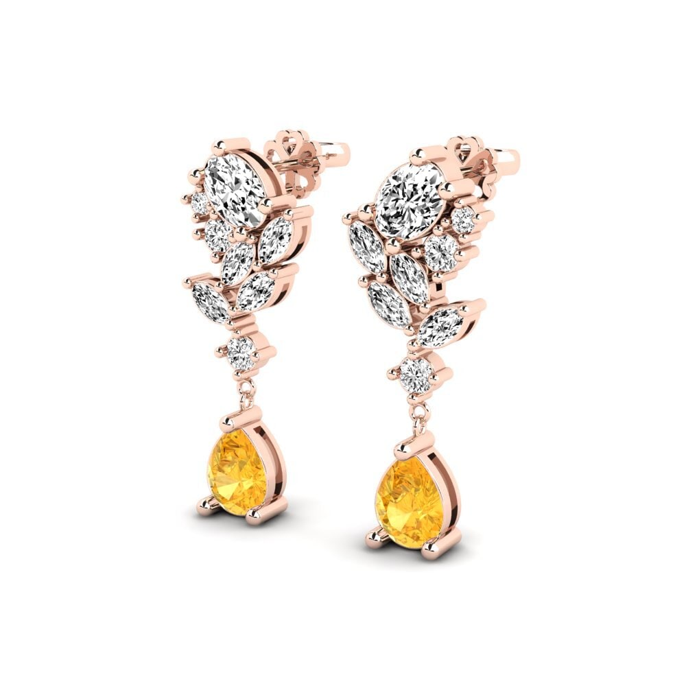 18k Oro Rosa Citrino Pendiente de mujer Vivil