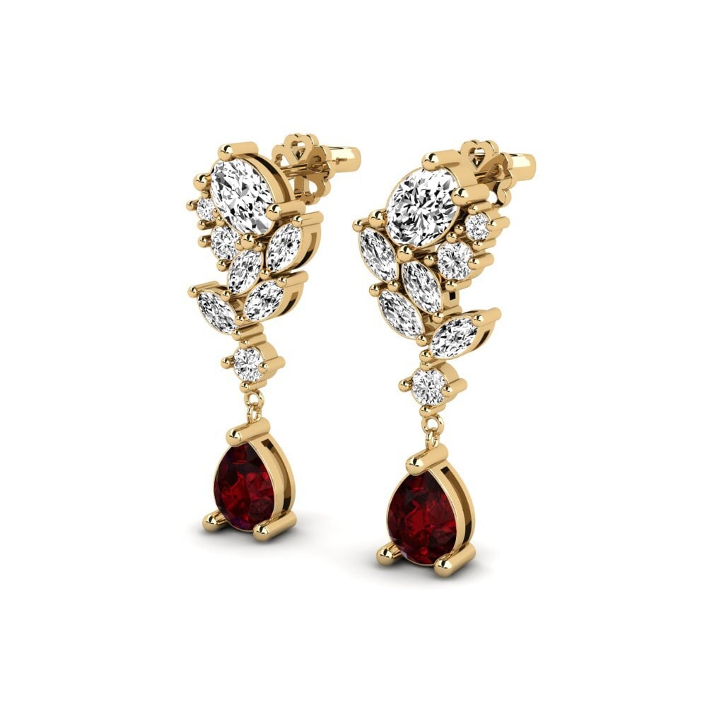 14k Oro Amarillo Granate Pendiente de mujer Vivil