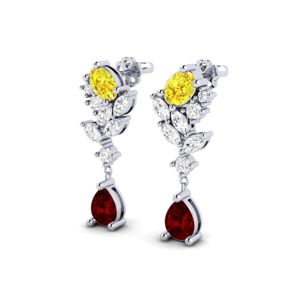 Oro Bianco 375 Rubino (Creato in laboratorio) Orecchino da donna Vivil