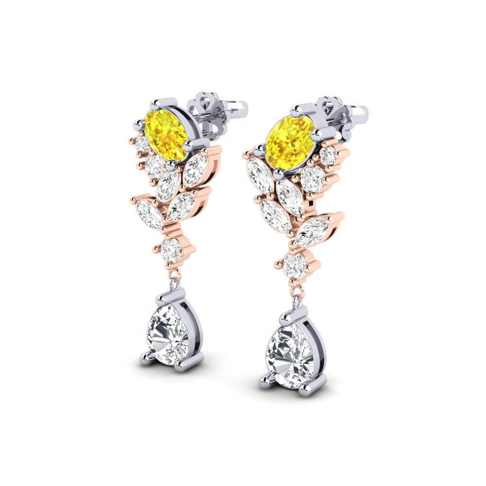 9k Oro Blanco & Rosa Circón Blanco Pendiente de mujer Vivil