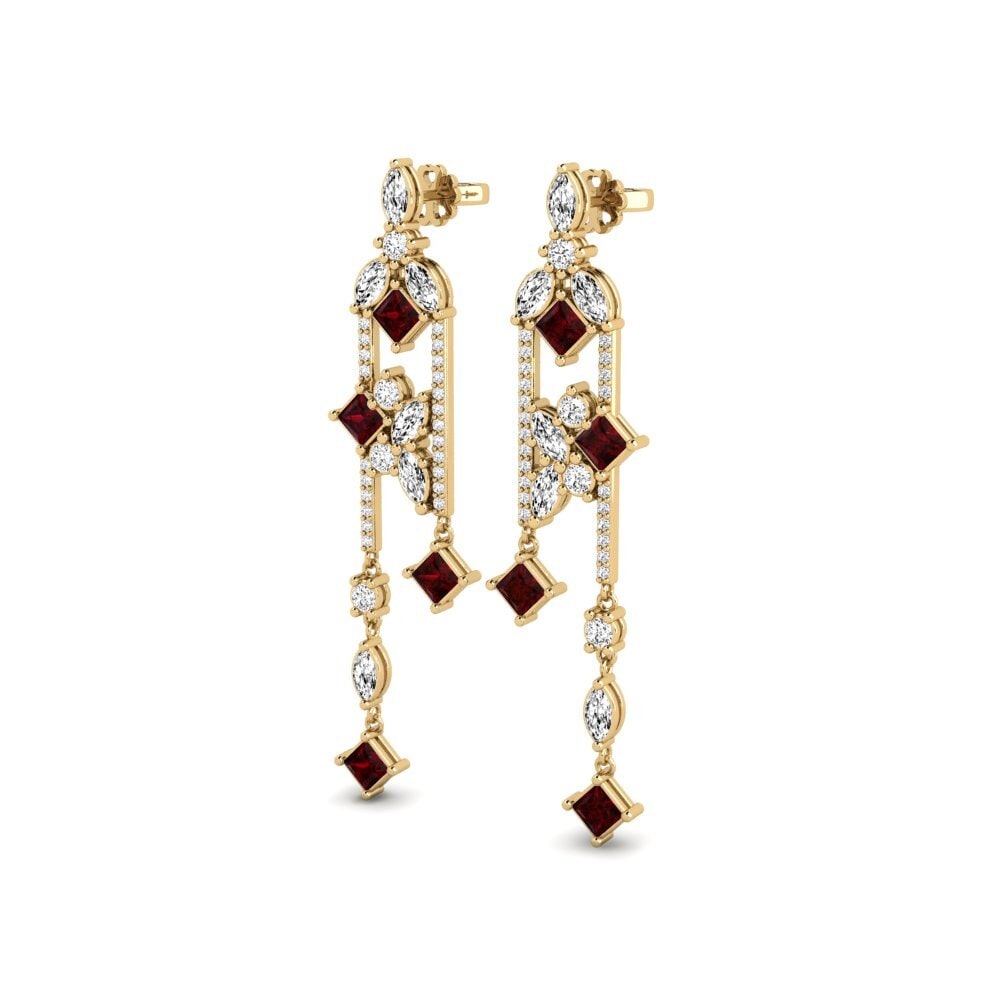 14k Oro Amarillo Granate Pendiente de mujer Mountmorres
