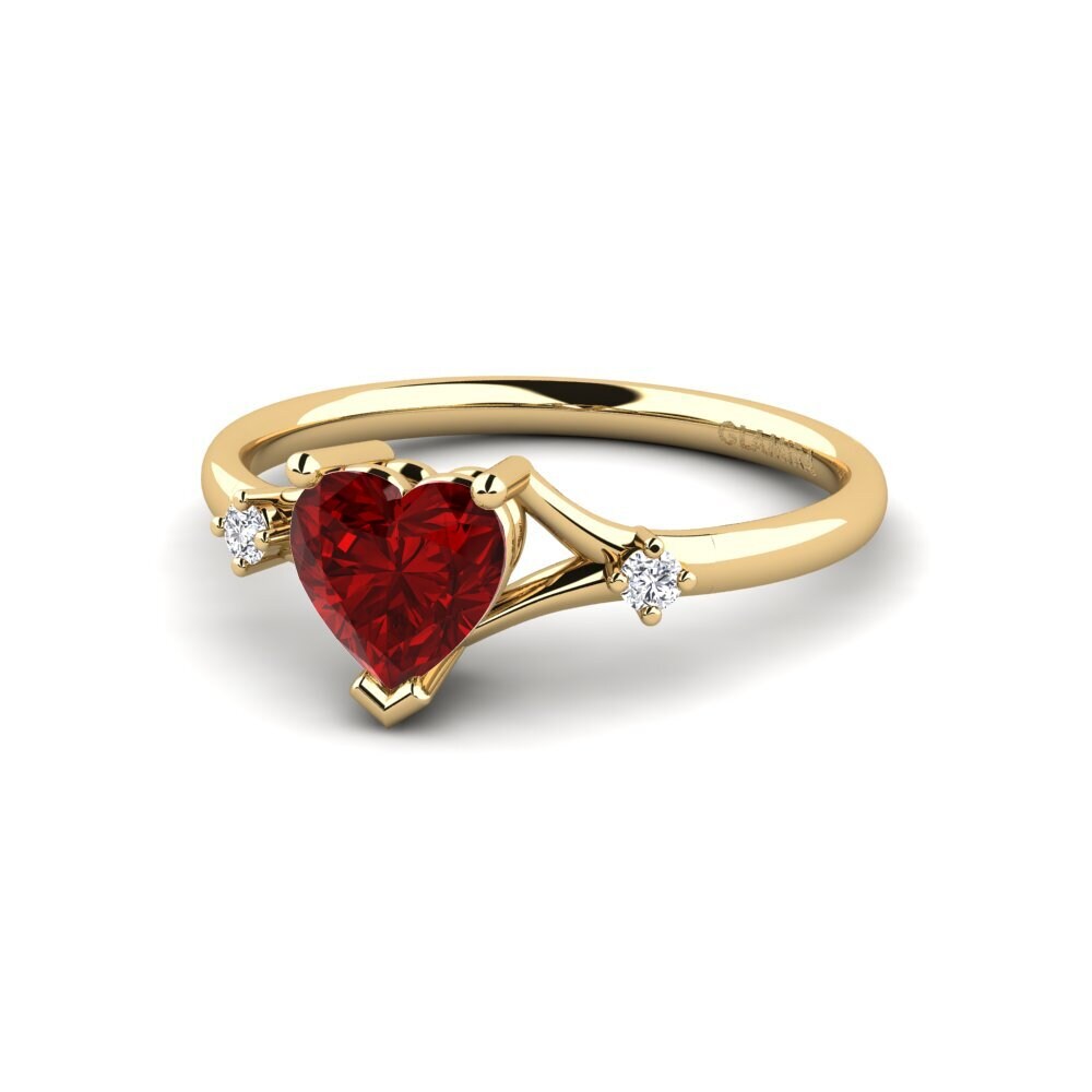 14k Oro Amarillo Rubí (Creado en laboratorio) Anillo de compromiso Zephyra - Heart