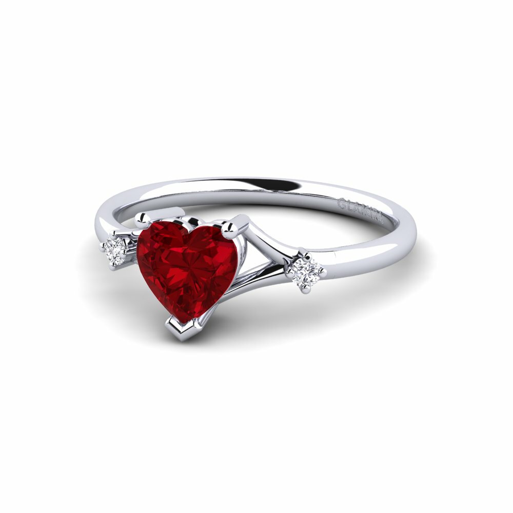 Zircone Rouge Bague de fiançailles Zephyra - Heart