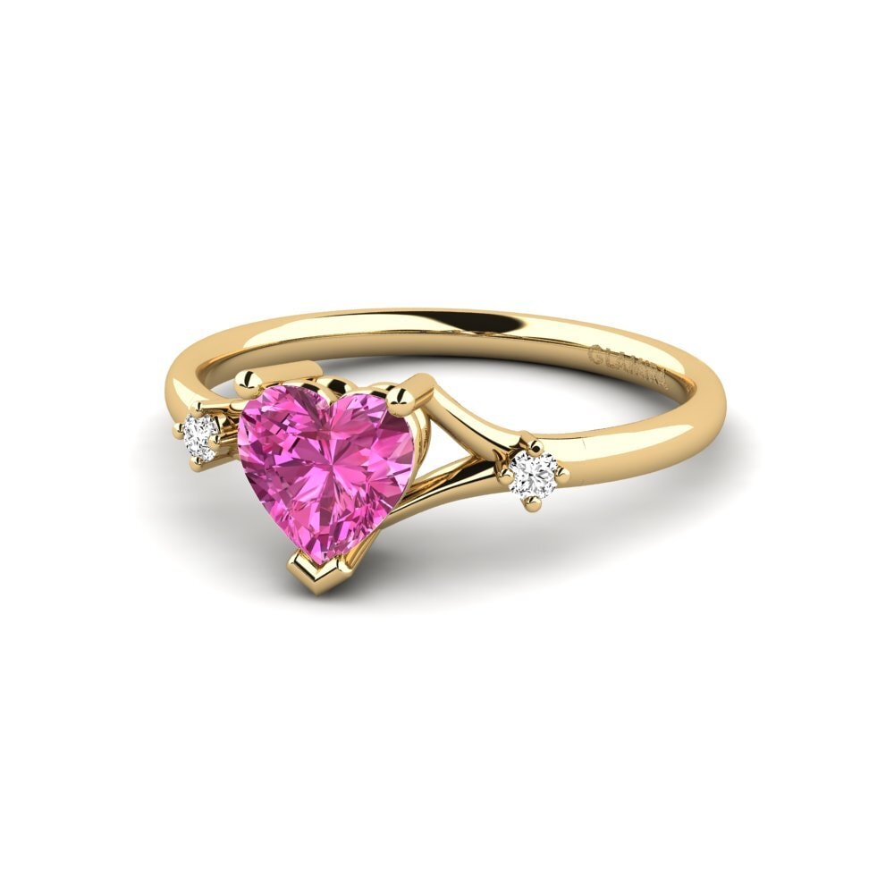 14k Oro Amarillo Topacio Rosa Anillo de compromiso Zephyra - Heart