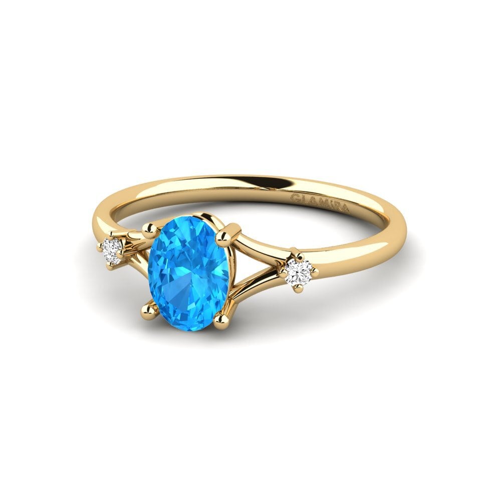 14k Oro Amarillo Topacio azul Anillo de compromiso Zephyra - Oval