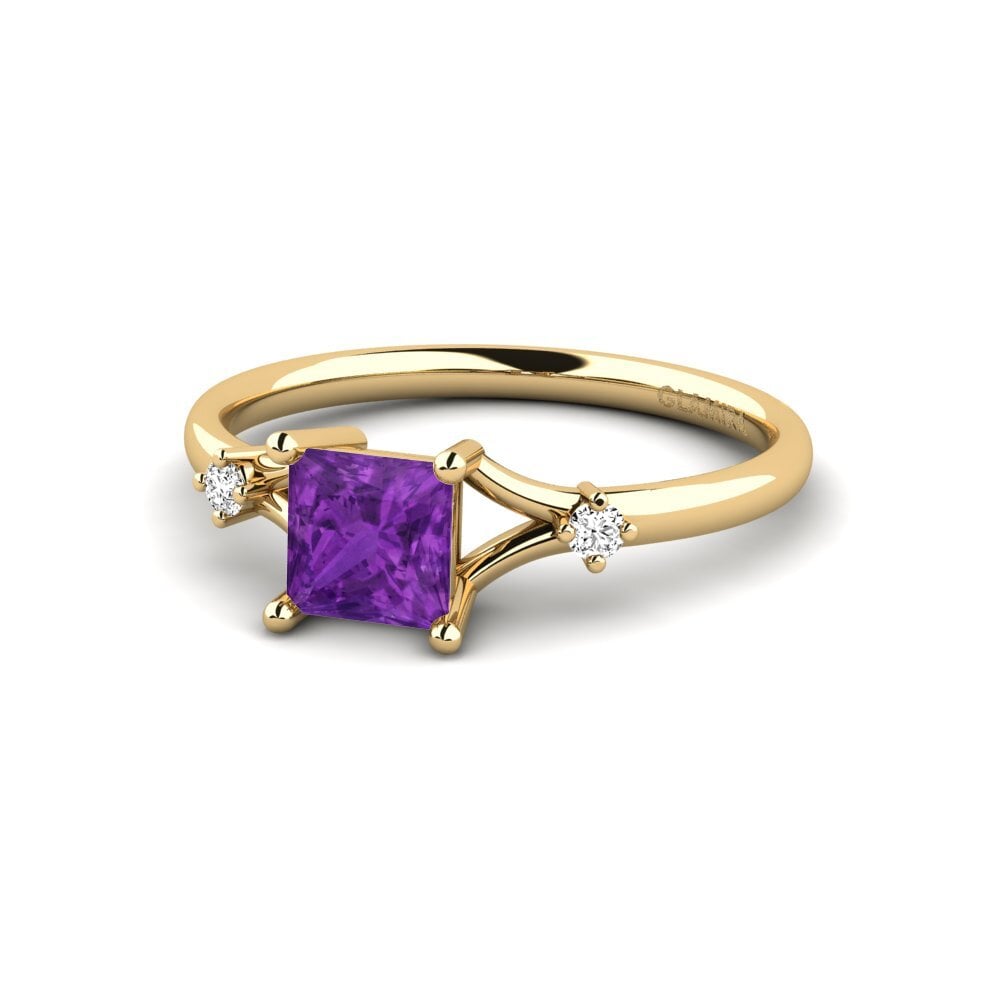 14k Oro Amarillo Amatista Anillo de compromiso Zephyra - Princess