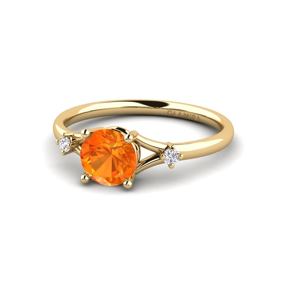 14k Oro Amarillo Zafiro Naranja Anillo de compromiso Zephyra - Round