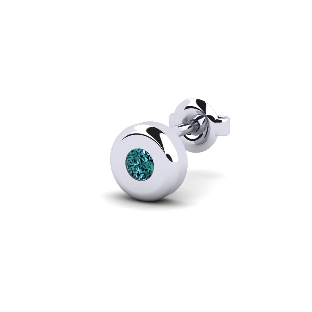 9ct White Gold Blue Diamond Men's Earring Arroux - B