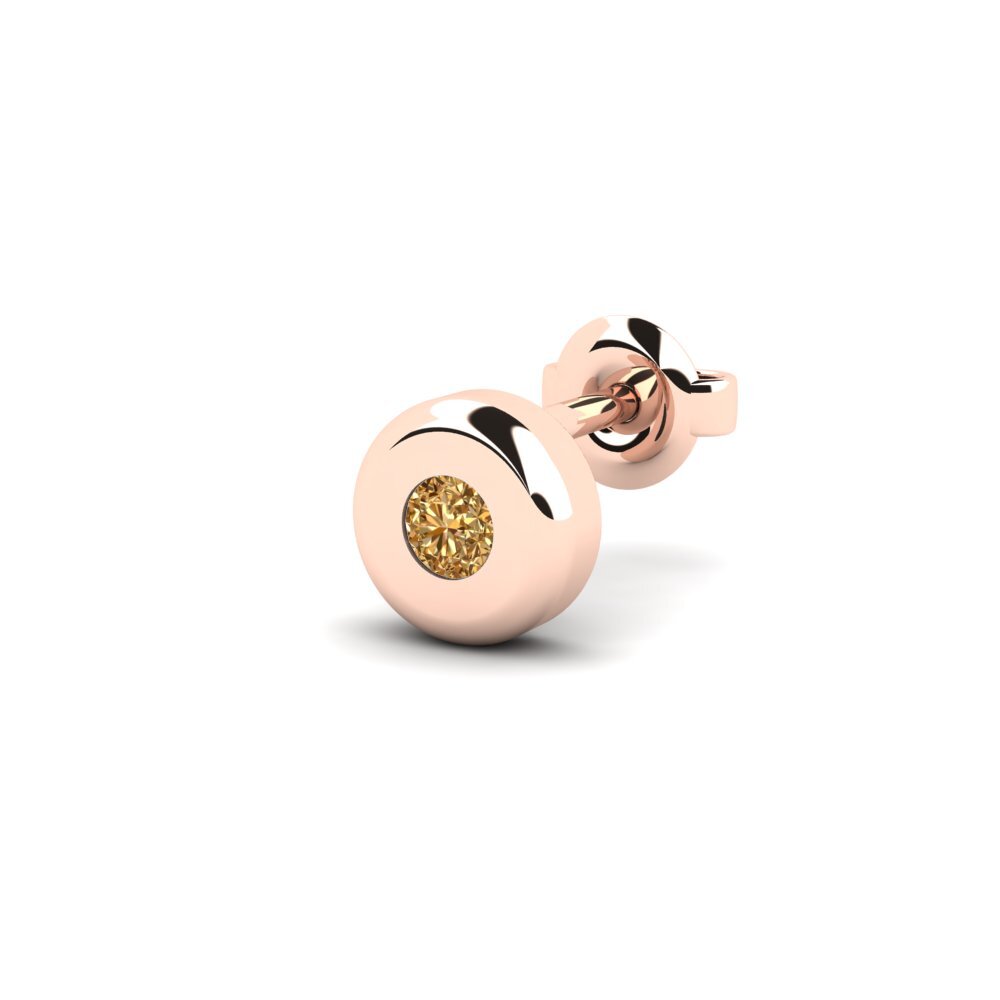 14ct Rose Gold Brown Diamond Men's Earring Arroux - B