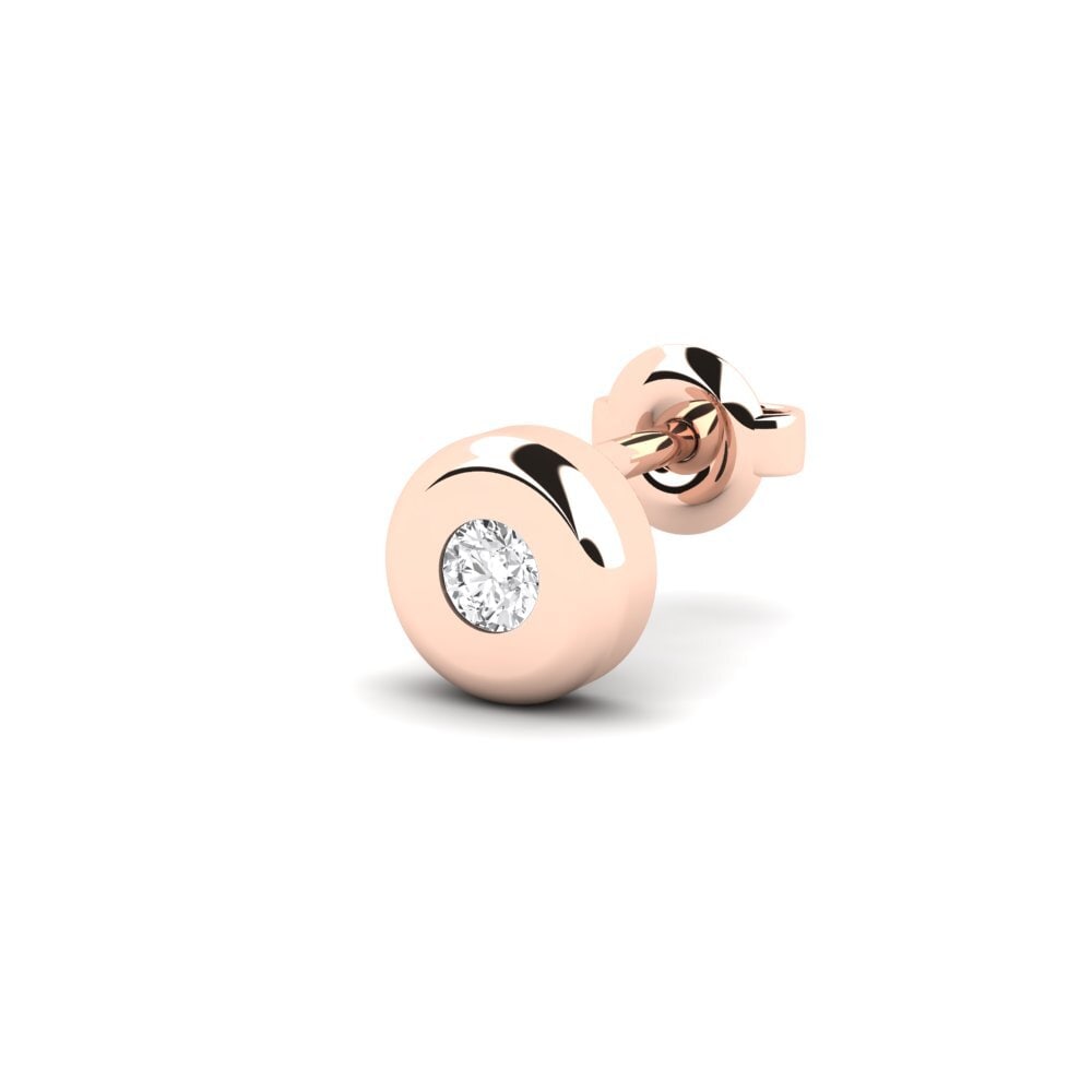 14ct Rose Gold White sapphire Men's Earring Arroux - B