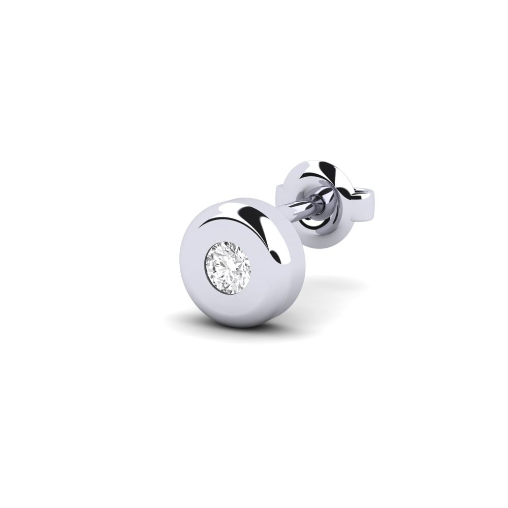 9ct White Gold White sapphire Men's Earring Arroux - B