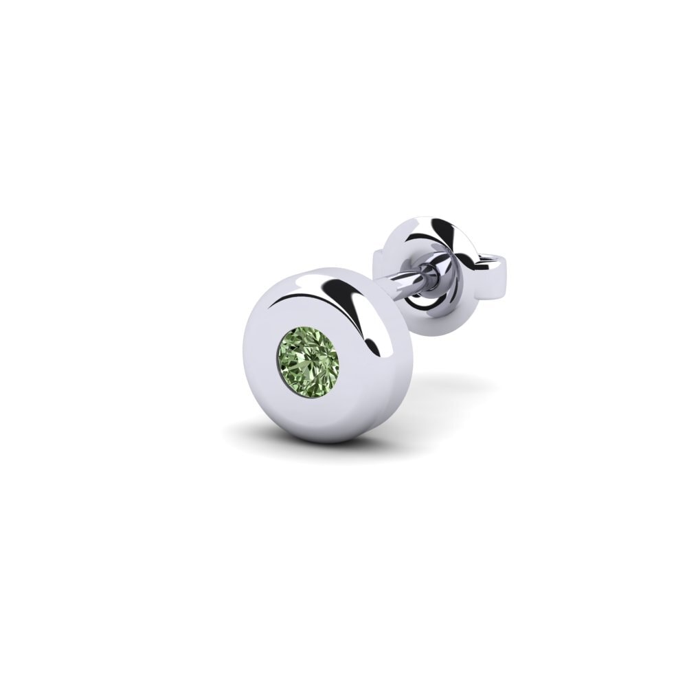 18k Oro Blanco Diamante Verde Pendiente para hombre Arroux - B