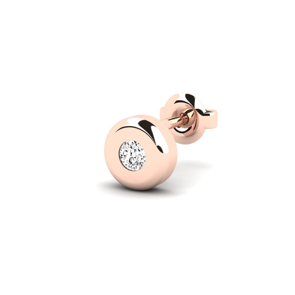 14ct Rose Gold Moissanite Men's Earring Arroux - B