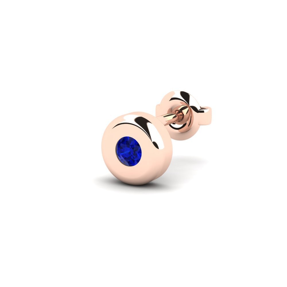 14ct Rose Gold Sapphire Men's Earring Arroux - B