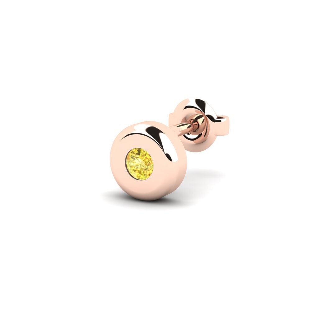 9ct Rose Gold Yellow Sapphire Men's Earring Arroux - B