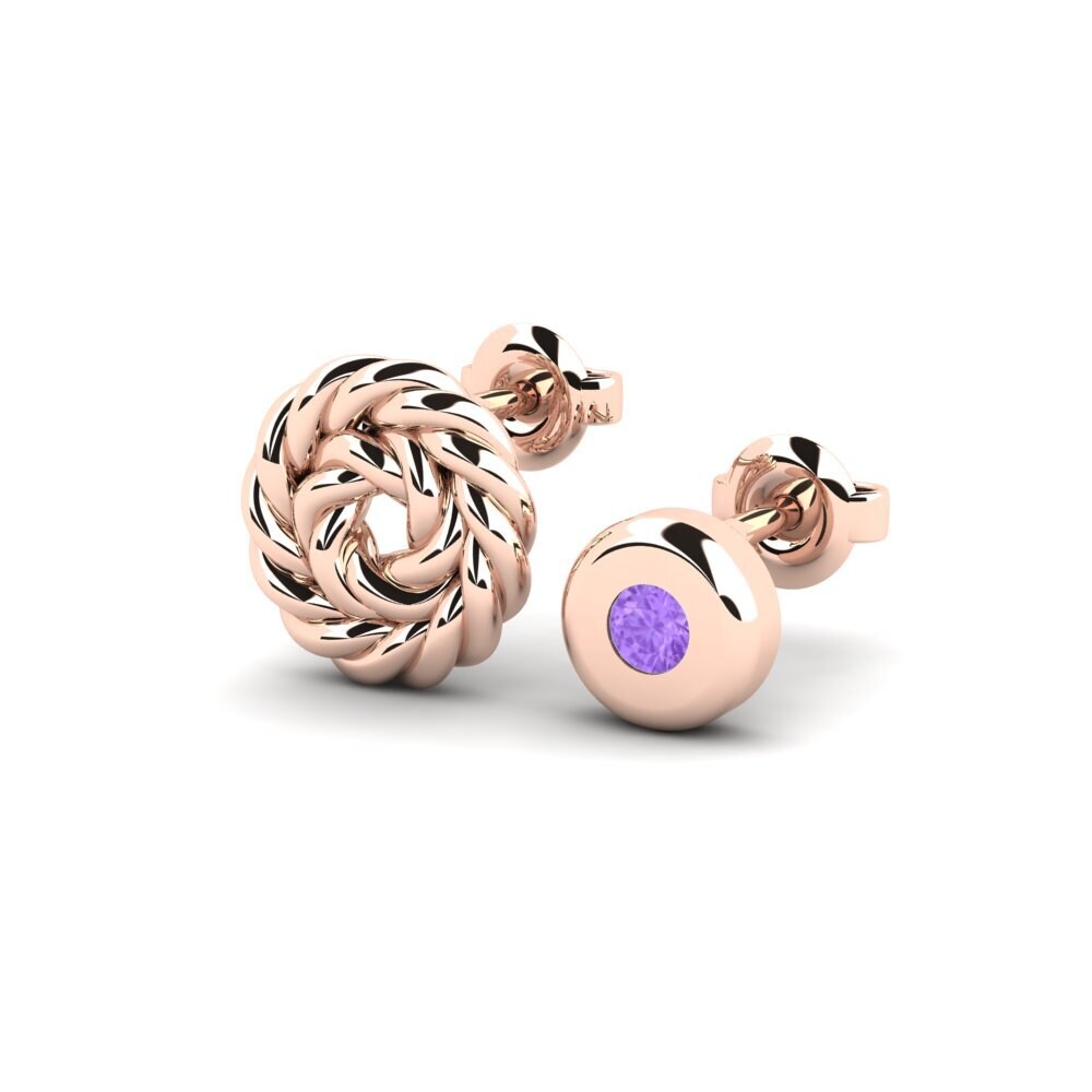 9k Oro Rosa Amatista Pendiente para hombre Arroux - SET