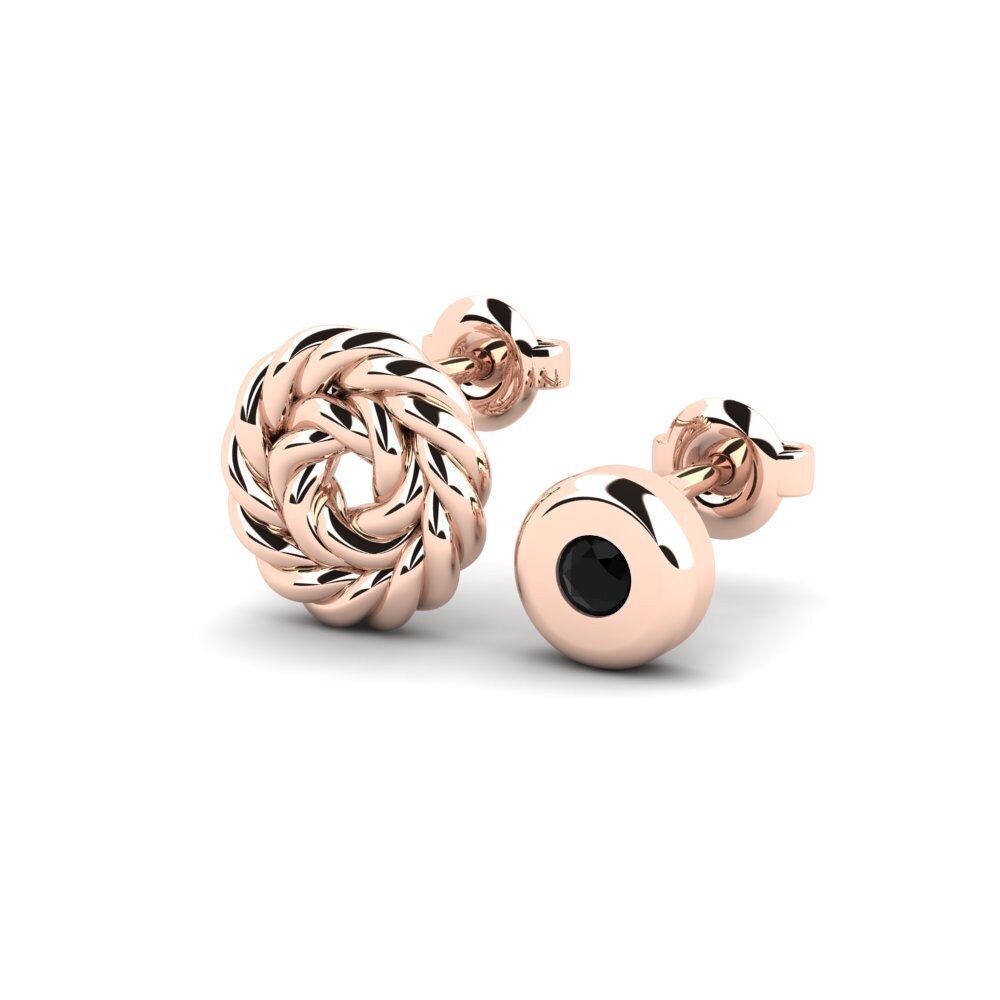 9ct Rose Gold Black Diamond Men's Earring Arroux - SET