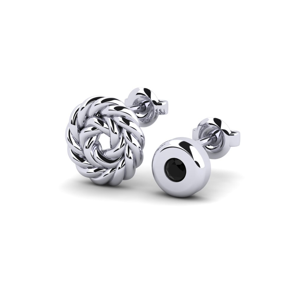 585 Bílé zlato Černý diamant Pánské náušnice Arroux - SET