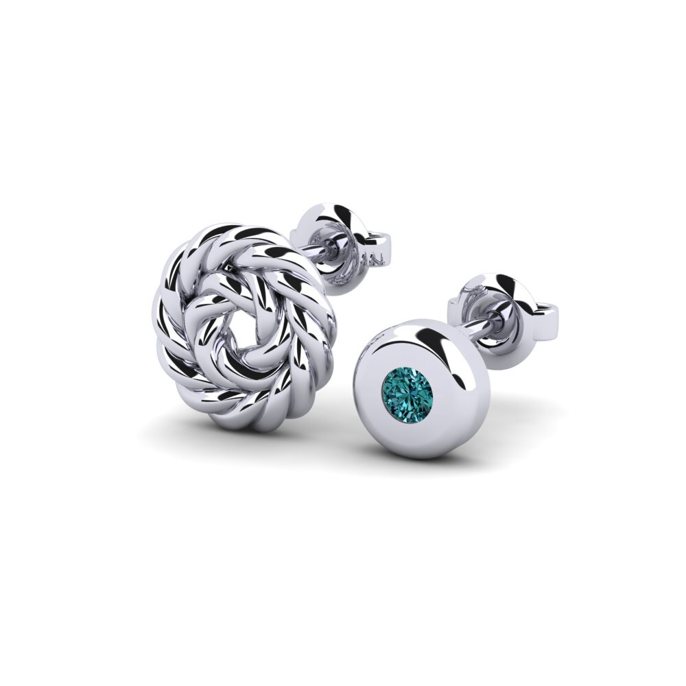 9ct White Gold Blue Diamond Men's Earring Arroux - SET