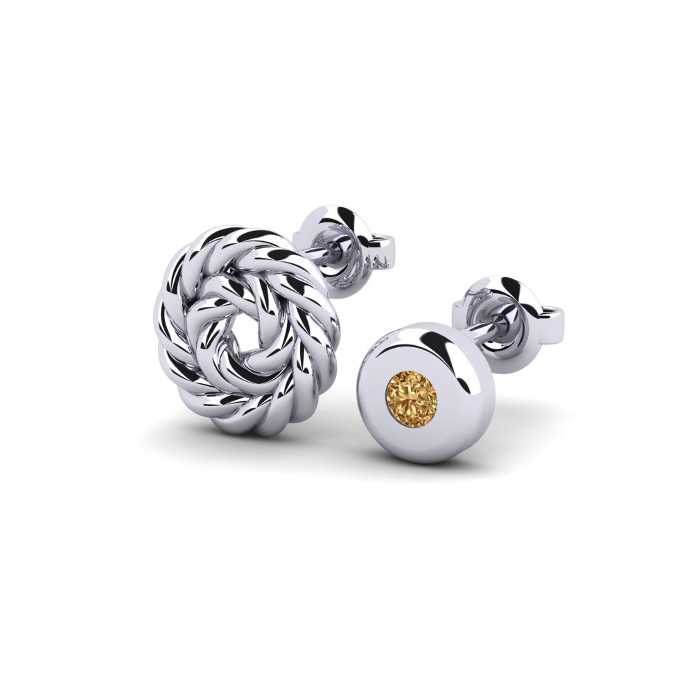 585 Bílé zlato Hnědý diamant Pánské náušnice Arroux - SET