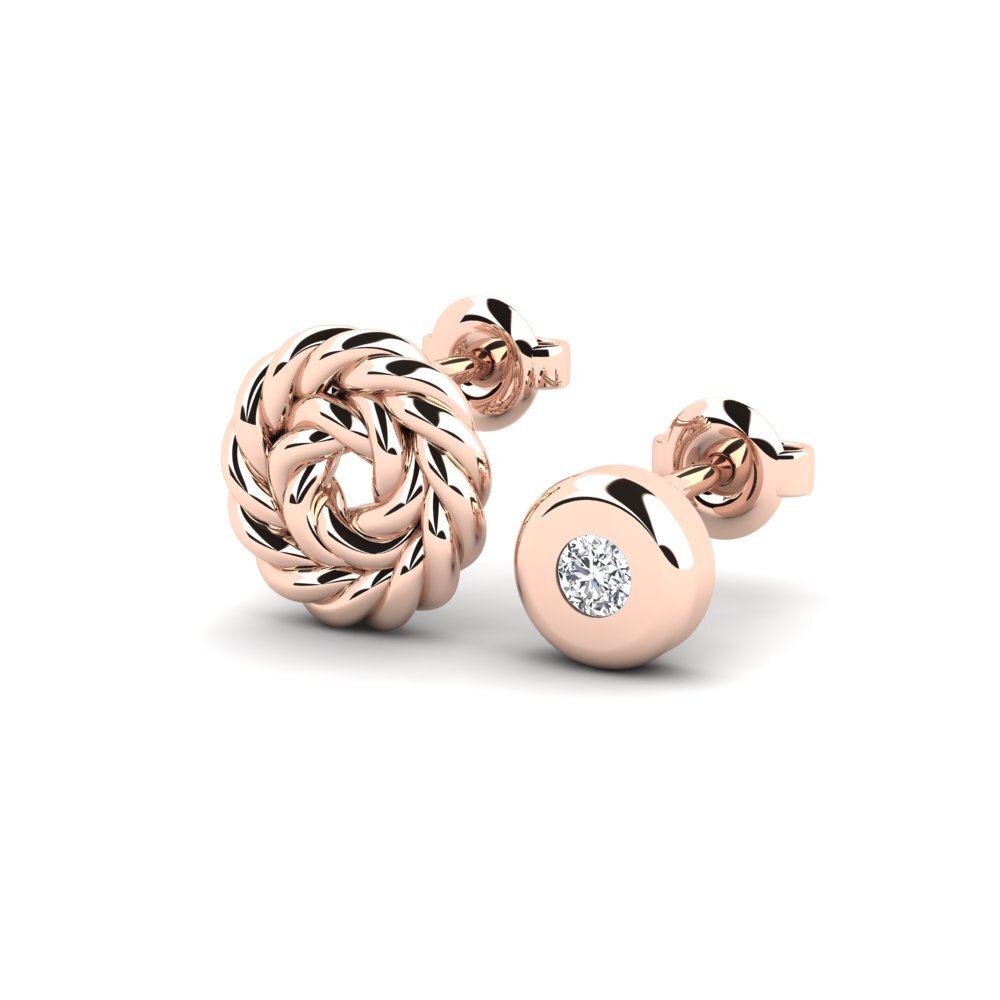 18ct Rose Gold Diamond Men's Earring Arroux - SET