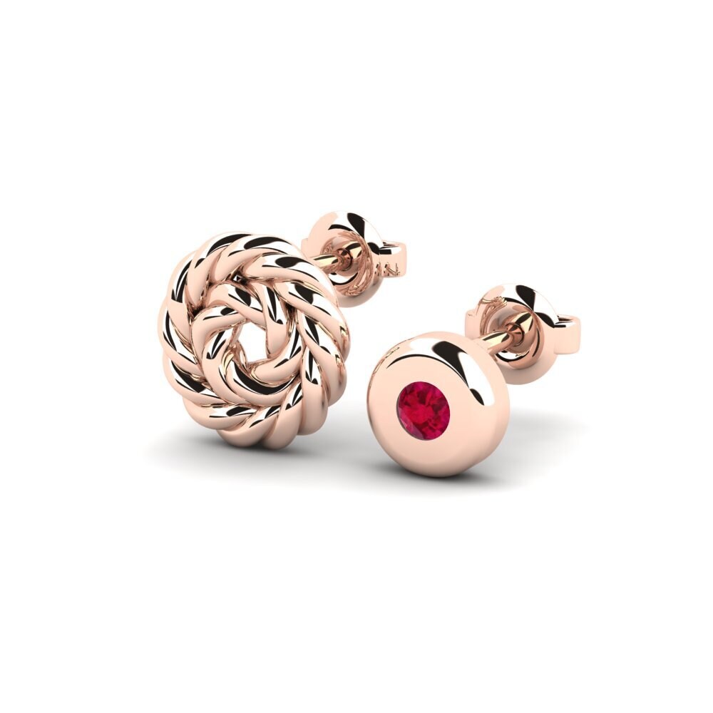 18k Oro Rosa Rubí Pendiente para hombre Arroux - SET
