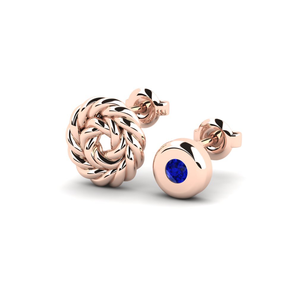 14ct Rose Gold Sapphire Men's Earring Arroux - SET