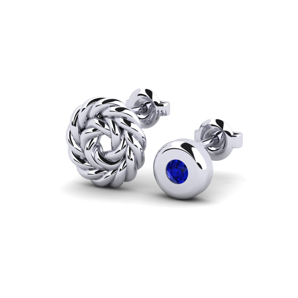 9k Oro Blanco Zafiro Pendiente para hombre Arroux - SET